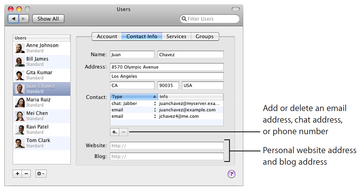 Changing a User’s Contact Information 